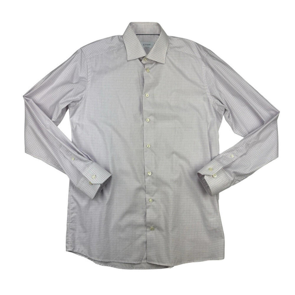 Eton Contemporary Fit Dress Shirt Check Pink Size 39 | 15.5